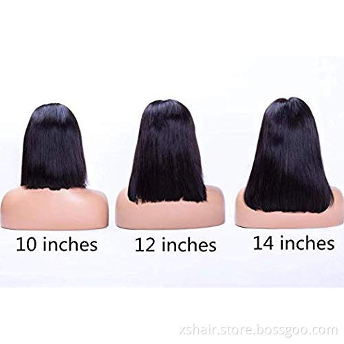 Frontal lace closure wig straight cut short bob wig bob hair silky straight use virgin human hair